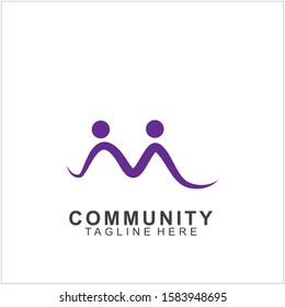 Teamwork logo design. Vector social network family icon. 