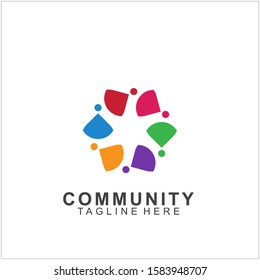 Teamwork logo design. Vector social network family icon. 