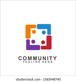 Teamwork logo design. Vector social network family icon. 