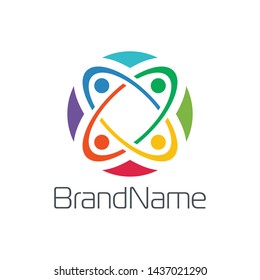 Teamwork logo formed with circle shape in colorful