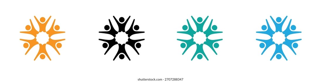 Icono de logotipo de trabajo en equipo de negocios abstracto. Ilustración vectorial. Logotipo del concepto del trabajo en equipo - diseño del icono de la unidad y de la colaboración en el fondo blanco.