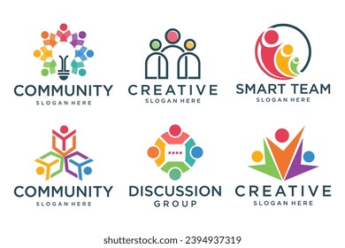 teamwork logo icon set. community people,social community and family symbol logo design. vector illustration