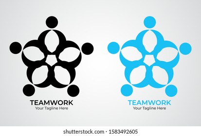 teamwork logo. illustration vector design with flat color