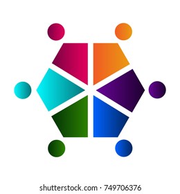 Teamwork logo isolated on white background, Business vector illustration