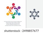 Teamwork logo Meeting 6. Group of People.Business vector illustration