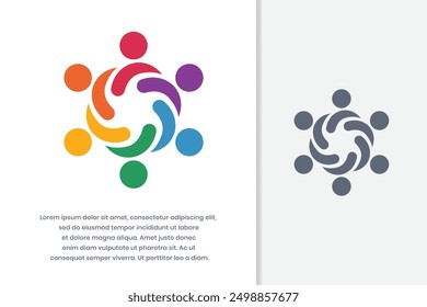 Logotipo del trabajo en equipo Reunión 6. Grupo de Personas.Ilustración vectorial empresarial