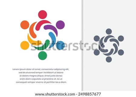 Teamwork logo Meeting 6. Group of People.Business vector illustration