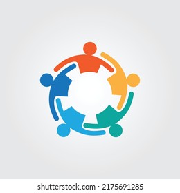 Teamwork logo, Meeting, Group, People, business, together, partnership, cooperation, social, community, icon vector.