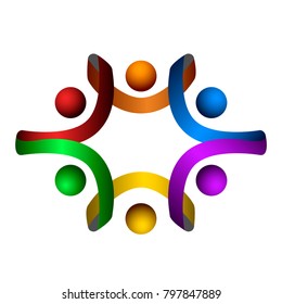 Teamwork logo on a white background, Vector illustration