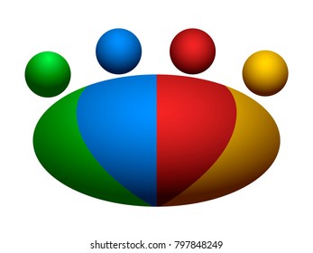 Teamwork logo on a white background, Vector illustration