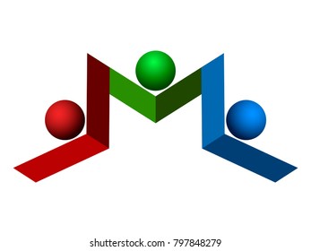 Teamwork logo on a white background, Vector illustration