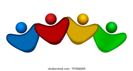 Teamwork logo on a white background, Vector illustration