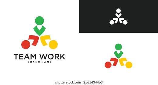 Teamwork logo and people group with colorful design style