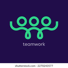 Teamwork logo people hands holding. Connection solid single color. Joint idea logo template. vector.