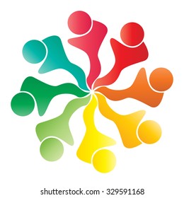 Teamwork logo round circle of community,workers,unity,social networking icon image logo template.