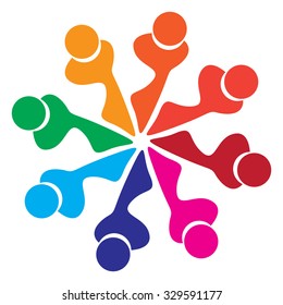 Teamwork logo round circle of community,workers,unity,social networking icon image logo template.