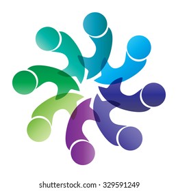 Teamwork logo round circle of community,workers,unity,social networking icon image logo template.