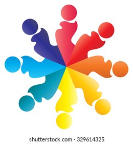 Teamwork logo round circle of community,workers,unity,social networking icon image logo template.