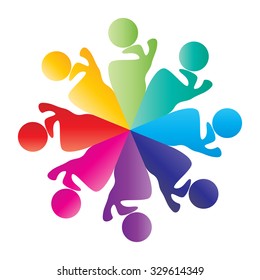 Teamwork logo round circle of community,workers,unity,social networking icon image logo template.