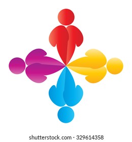 Teamwork logo round circle of community,workers,unity,social networking icon image logo template.