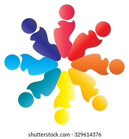 Teamwork logo round circle of community,workers,unity,social networking icon image logo template.