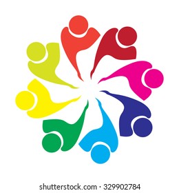 Teamwork logo round circle of community,workers,unity,social networking icon image logo template.