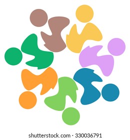 Teamwork logo round circle of community,workers,unity,social networking icon image logo template.