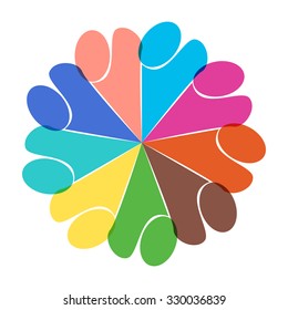 Teamwork logo round circle of community,workers,unity,social networking icon image logo template.