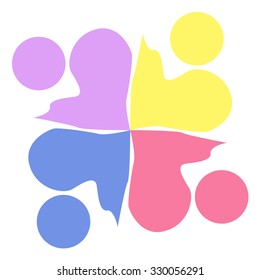 Teamwork logo round circle of community,workers,unity,social networking icon image logo template.