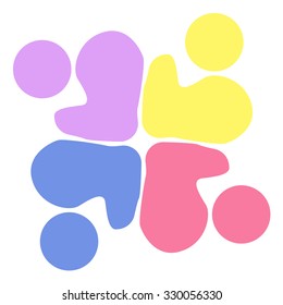 Teamwork logo round circle of community,workers,unity,social networking icon image logo template.