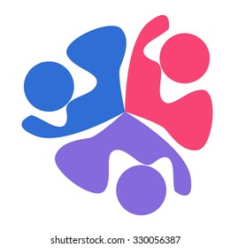 Teamwork logo round circle of community,workers,unity,social networking icon image logo template.