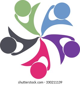 Teamwork logo round circle of community,workers,unity,social networking icon image logo template.