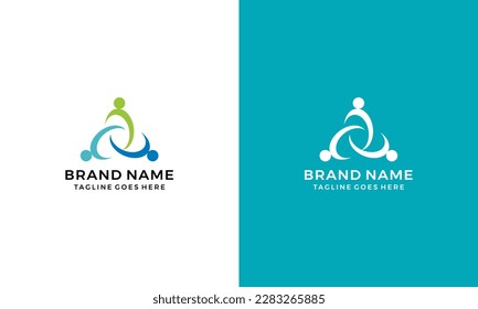 Logo de trabajo en equipo, plantilla de vector de icono social