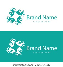Teamwork logo vector template cooperation success care people simple symbol icon design
