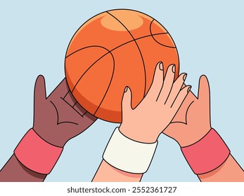 Teamwork Makes the Dream Work: Basketball Teamwork Illustration