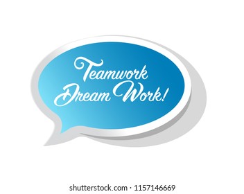Teamwork makes the dream work bright ribbon message  isolated over a white background