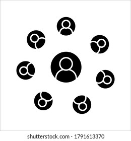 Icono de administración de trabajo en equipo. icono de elementos de negocio sobre fondo blanco. ilustración vectorial sobre fondo blanco