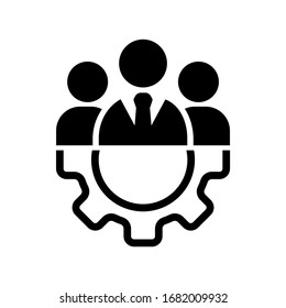 Teamwork management icon or business team or partnership icon in black on an isolated white background. The staff of the organization or the head of the company. EPS 10 vector. - Shutterstock ID 1682009932