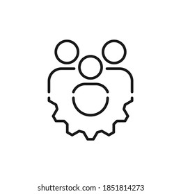 Teamwork management icon line style isolated on white background. Vector illustration