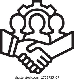 Icono del Vector de la dirección del trabajo en equipo aislado en el fondo blanco