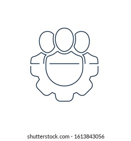 Teamwork management line icon on white background. Manager icon, company team supervisor vector.  Team management icon. Business team. Company leader, supervisor. Partnership icon.