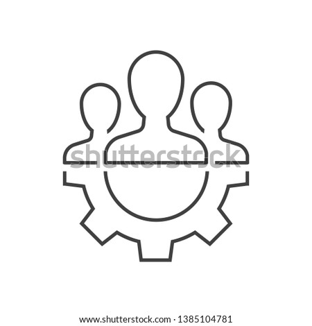 Teamwork management outline icon on white background