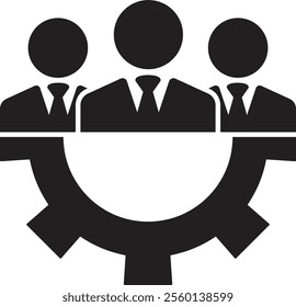 Teamwork management silhouette icon to take bigger steps of development. Vector illustration