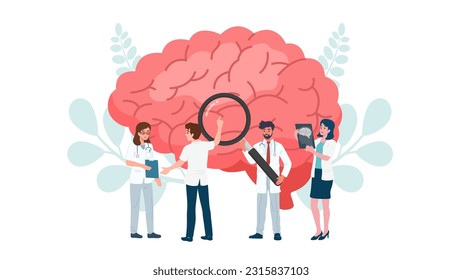 Teamwork of medical doctor diagnostic neurological brain of dementia or Alzheimer's disease. Concept for wellness of mental health in psychiatric therapy in depression and mental illness patient.