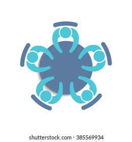 Teamwork Meeting of five people logo. Vector graphic design