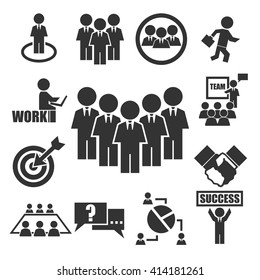 teamwork, meeting, seminar icon set