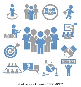 teamwork, meeting, seminar icon set