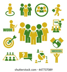teamwork, meeting, seminar icon set