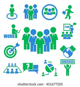 teamwork, meeting, seminar icon set