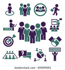 teamwork, meeting, seminar icon set